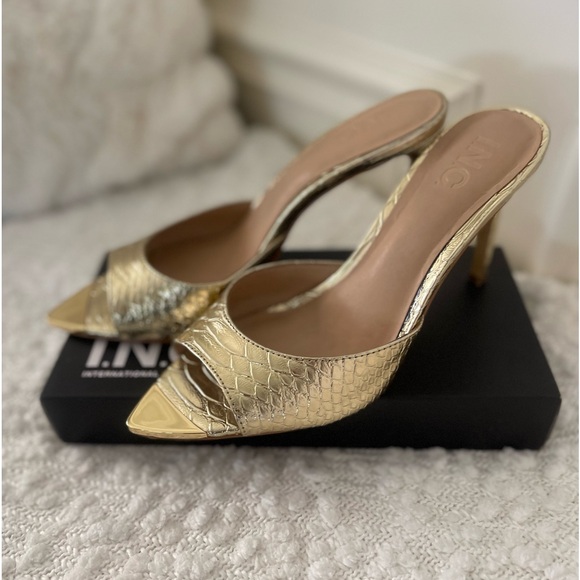 I.N.C. Gold Slide Sandals - Picture 2 of 8